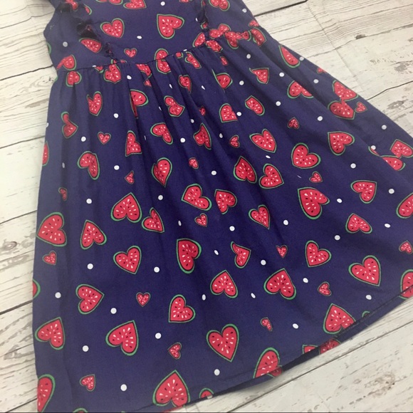 Emma & Elsa Girls Size 5 Dress & Sunhat Watermelon Hearts Ruffles Cotton Summer - Picture 7 of 16